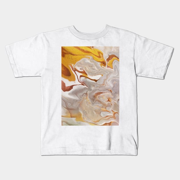 Gold, silver and bronze acrylic pour Kids T-Shirt by Kim-Pratt